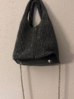 Forever 21 Black Crystal-Studded Mini Shoulder Bag